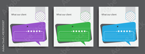 Professional testimonial and client feedback template design for social media post