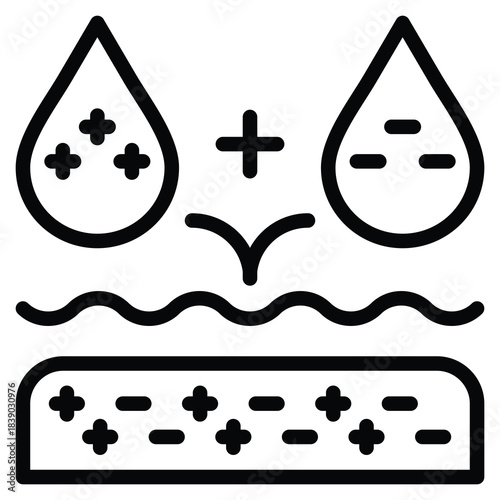 Precipitation Reaction Icon Line Vector Illustration