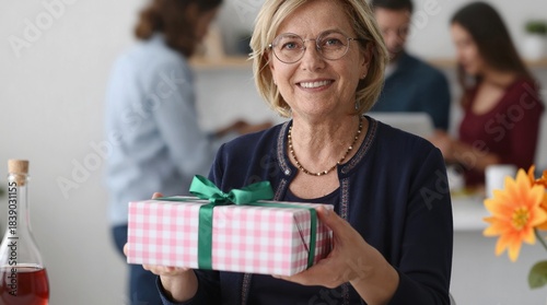 senior couple with gift boxes
