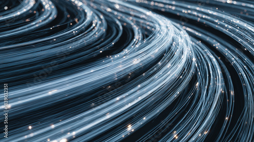 Abstract light trails in motion creating dynamic patterns with glowing particles and a dark background