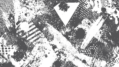 Old placard paper texture with ripped edges and distressed grunge background. White grunge collage poster texture with scratches and dust grain for vintage style. 