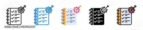 Goal Setting multiple style icons set design vector illustration. 