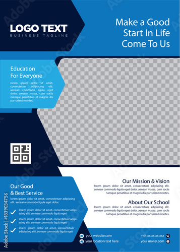 Clean Blue and White Education for Everyone Flyer