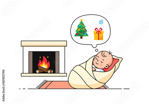 Cozy Christmas dream beside fireplace