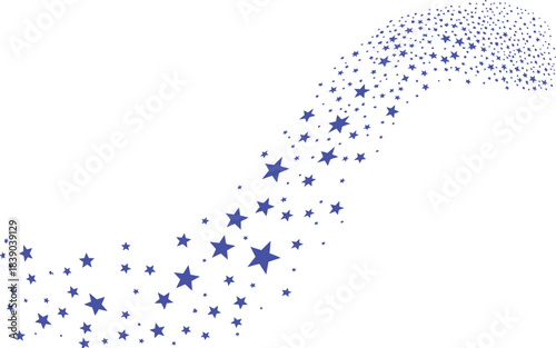 Blue stars scattering across a white background pattern