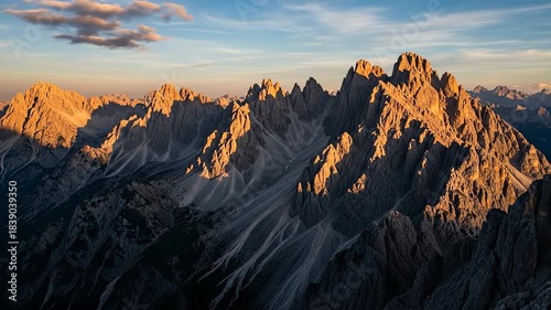 Majestic Mountain Peaks Bathed in Golden Sunrise Light.