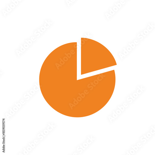 Simple flat design solid orange pie chart with separated slice icon