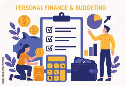 Comprehensive Financial Management, Investment Strategy, and Personal Budgeting Concept Illustrations Bundle