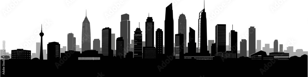 Obraz premium City skyline silhouette on white background