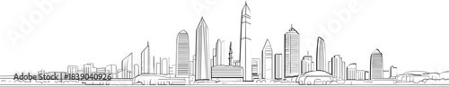 City skyline illustration on white background