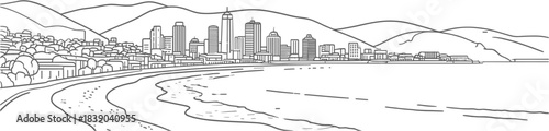 Cityscape skyline illustration on white background
