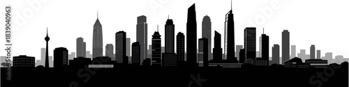 City skyline silhouette on white background