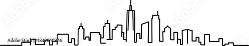 City skyline outline on white background