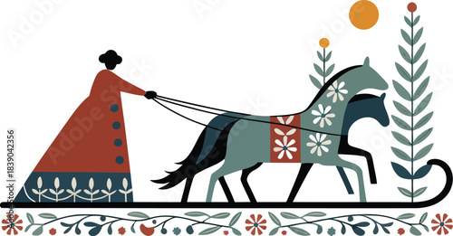 Folk of person driving horse drawn sleigh