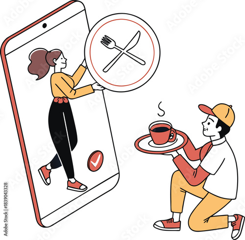 Online food and beverage ordering and delivery service via smartphone application