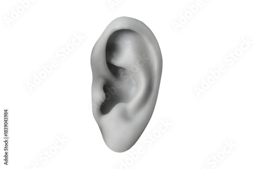 Human ear illustration as a modern collage element, isolated on a white background