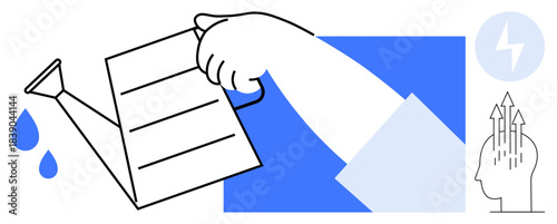 Creativity concept. Creativity sparks growth and innovation, by a watering can nourishing ideas. Creativity drives personal and professional development. For innovation, brainstorming, productivity