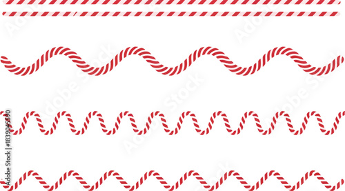 Red and white striped candy cane borders and wavy lines