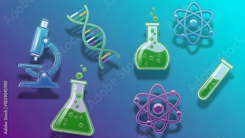 An extensive collection of essential scientific instruments and laboratory equipment, including microscopes, beakers, and test tubes, meticulously arranged for research and experimentation