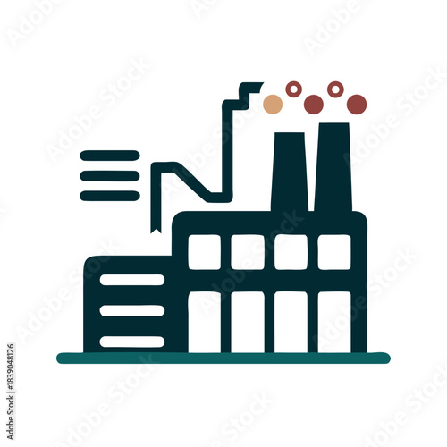 Factory icon with chimneys and industrial production