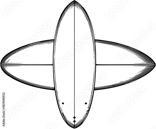 Monochrome Surfboard: Classic Vector Icon | Clean, isolated vector art for creative projects.