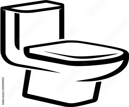 Elegant Black White Illustration Toilet Bidet Set - Simple Line Art Use Advertising Branding Campaigns