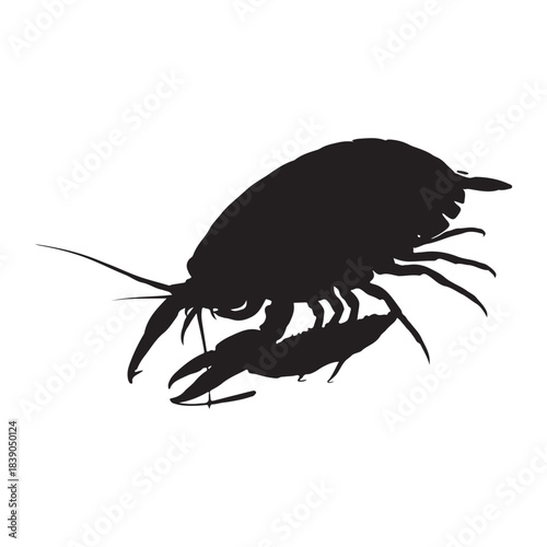 Mysterious Crustacean Silhouette: Curved Claw, Long Antennae, Oceanic Shadow Beneath Moonlit Tides