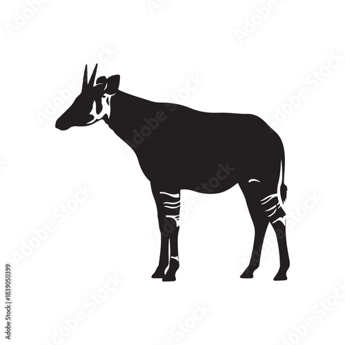 Striped Mule Deer Silhouette: Quiet Elegance, Sturdy Frame, Grazing Grace Under Pale Sky