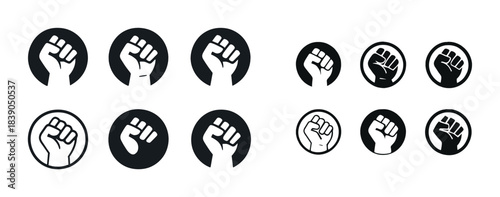 Black and white raised fist icons symbolizing unity and resistance