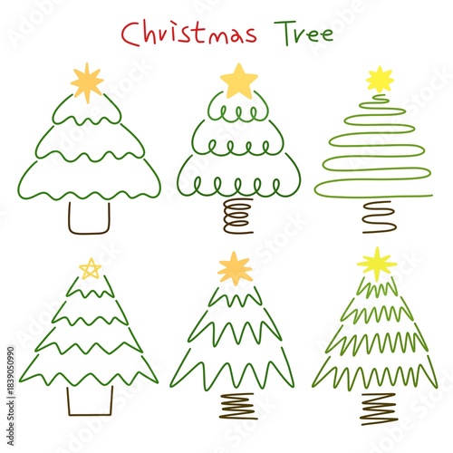 크리스마스 성탄절 라인 트리 아이콘 세트(christmas line tree icon set)