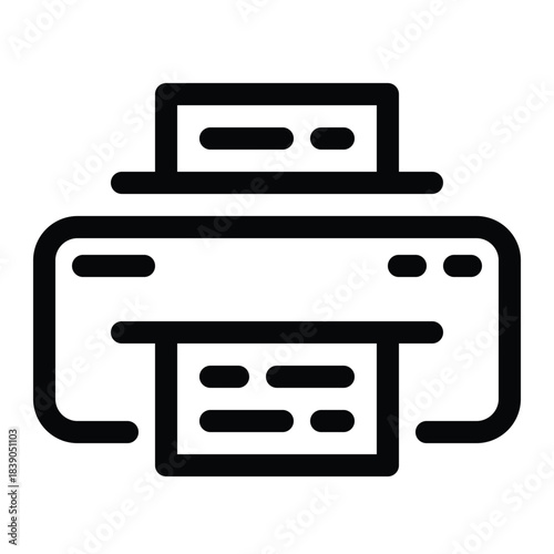 Outline printer icon for print, output, and office document machine.