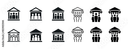 Set of government and community icon variations in monochrome design