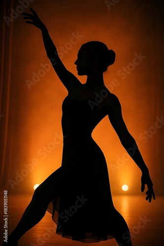 A silhouette of a classical dancer in a dancing pose