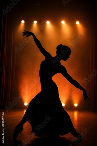 A silhouette of a classical dancer in a dancing pose