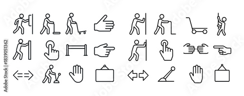 Simple black line icons for accessibility and interaction