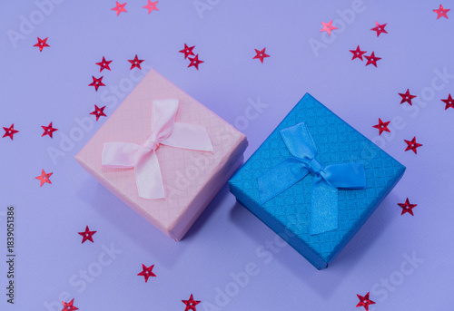 Colorful gift boxes with ribbons 