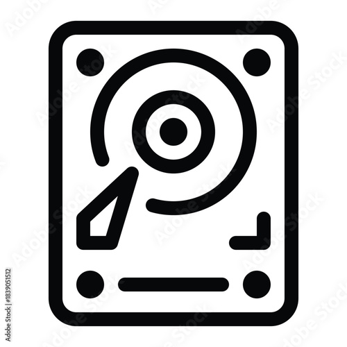 Outline hard drive icon for storage, data, and digital backup hardware.