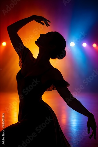 A silhouette of a classical dancer in a dancing pose