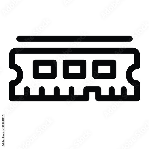 Outline RAM module icon for memory, hardware, and high-speed data storage.