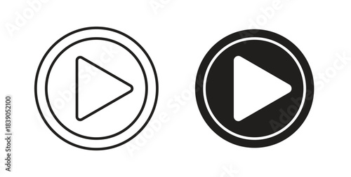 Play button icon in simple flat trend modern graphic design abstract logotype element