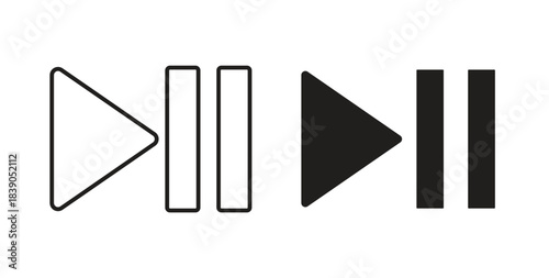 Play pause icon in simple flat trend modern graphic design abstract logotype element