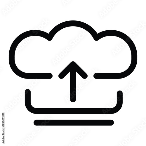 Outline upload icon to send file, transfer data, and submit to network.