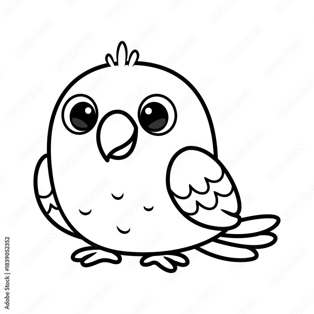 Obraz premium Illustration of Cute Cartoon Parrot Outline