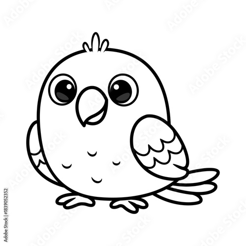Illustration of Cute Cartoon Parrot Outline
