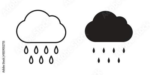 Rain icon in simple flat trend modern graphic design abstract logotype element