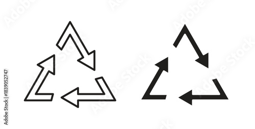 Recycle icon in simple flat trend modern graphic design abstract logotype element