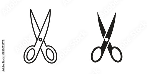 Scissor icon in simple flat trend modern graphic design abstract logotype element