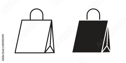 Shopping bag icon in simple flat trend modern graphic design abstract logotype element