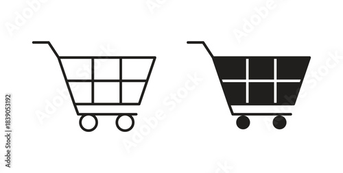 Shopping basket icon in simple flat trend modern graphic design abstract logotype element