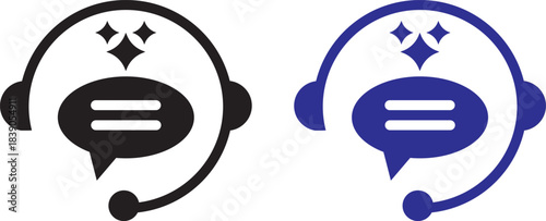customer support ai icon set. support and communication concept.  chat headphone sign. Customer Support and Communication. Ideal for virtual help tools.  Ideal for virtual help tools. Virtual help cha